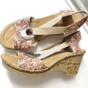 Rieker Roberta Euro 38 Open Toe Wedge Heel